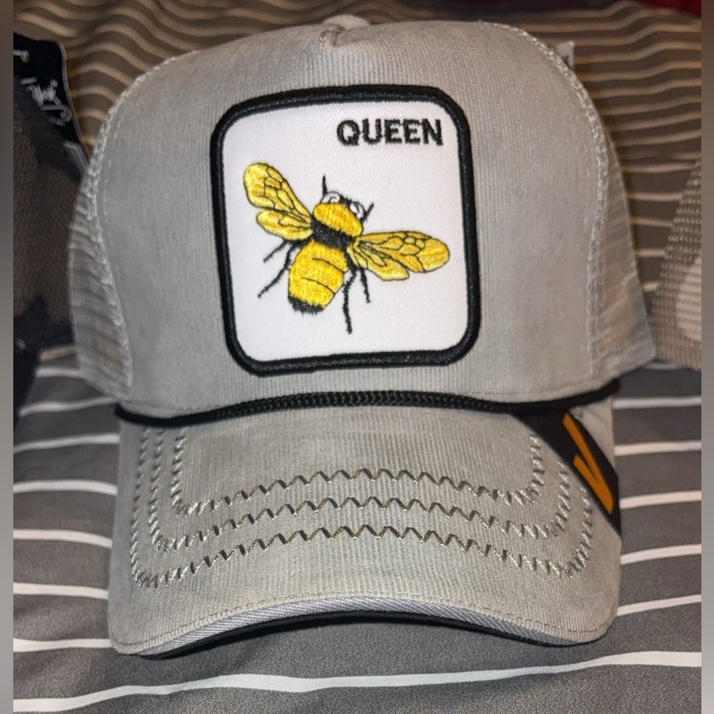 Gray Hat with Bee Patch